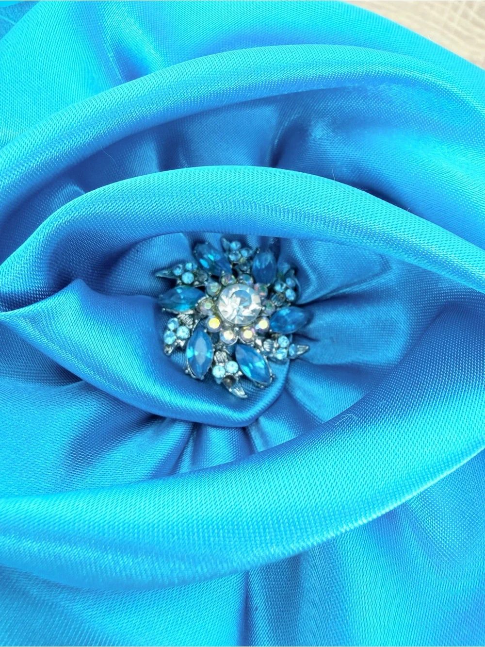Studio B Blue Opening Day Derby Hat Rose Lace Feather Race Day Church Statement
